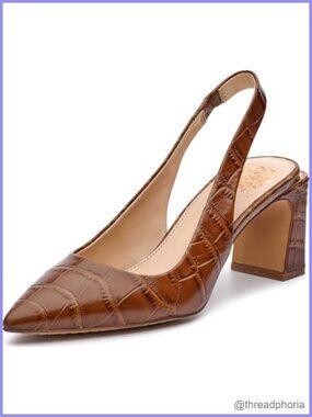 Womens Pointed Toe Slingback Block Heel Pump for Office